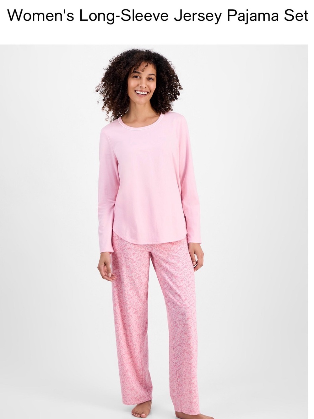 Charter Club Pink LongSleeve Jersey Pajama Set Szlarge NWT long sleeve top/pants